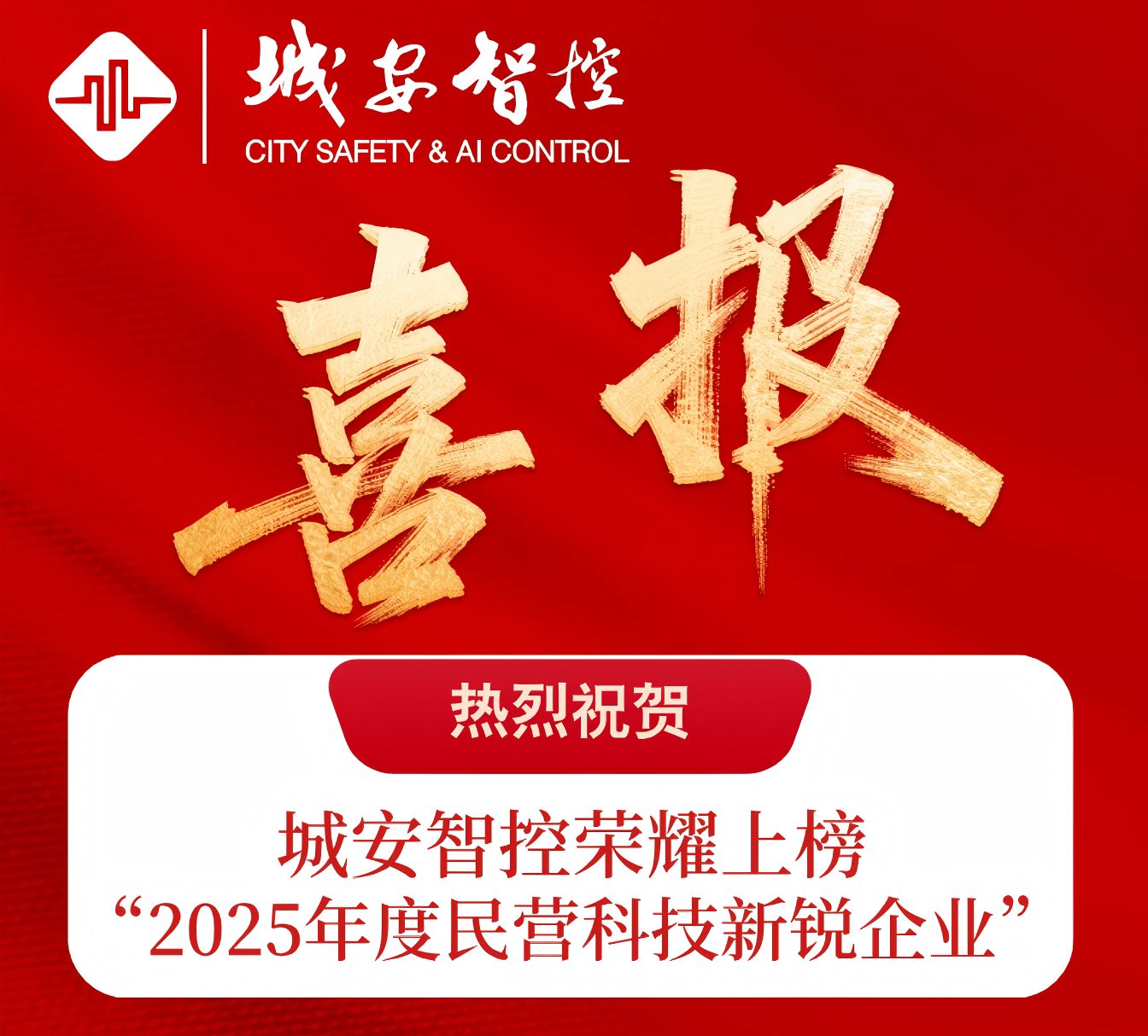 喜报！城安智控荣登“2025年度民营科技新锐企业”榜单